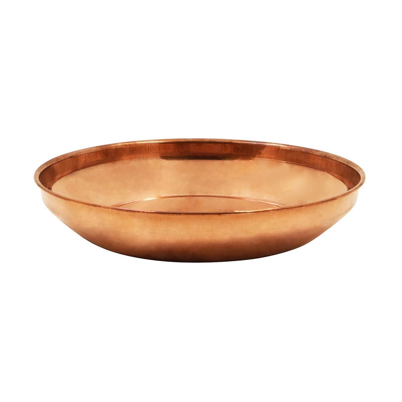 Spillbox Traditional Handcrafted Copper Pooja Thali Poojan thali Aarti Plate for PoojaWorshipDiameter8 inch Weight205gm Copper Harivana Plate - Image 2