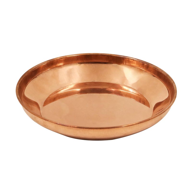 Spillbox Traditional Handcrafted Copper Pooja Thali Poojan thali Aarti Plate for PoojaWorshipDiameter8 inch Weight205gm Copper Harivana Plate - Image 1