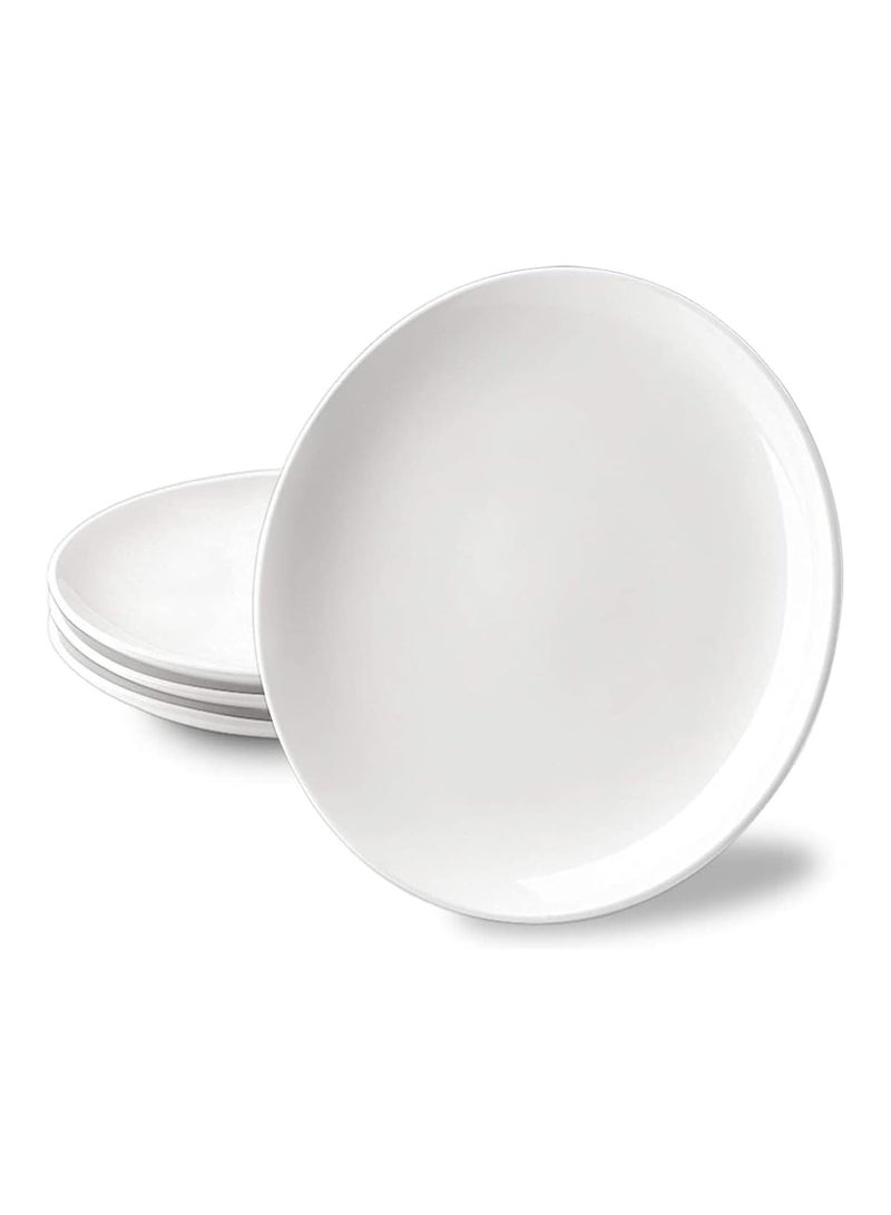 أطباق عشاء من البورسلين المتينة مجموعة من 4 أطباق عشاء باللون الأبيض الطبيعي للعشاء والسلطة والمطعم والحفلات العائلية والاستخدام في المطبخ - دائرية - Image 1