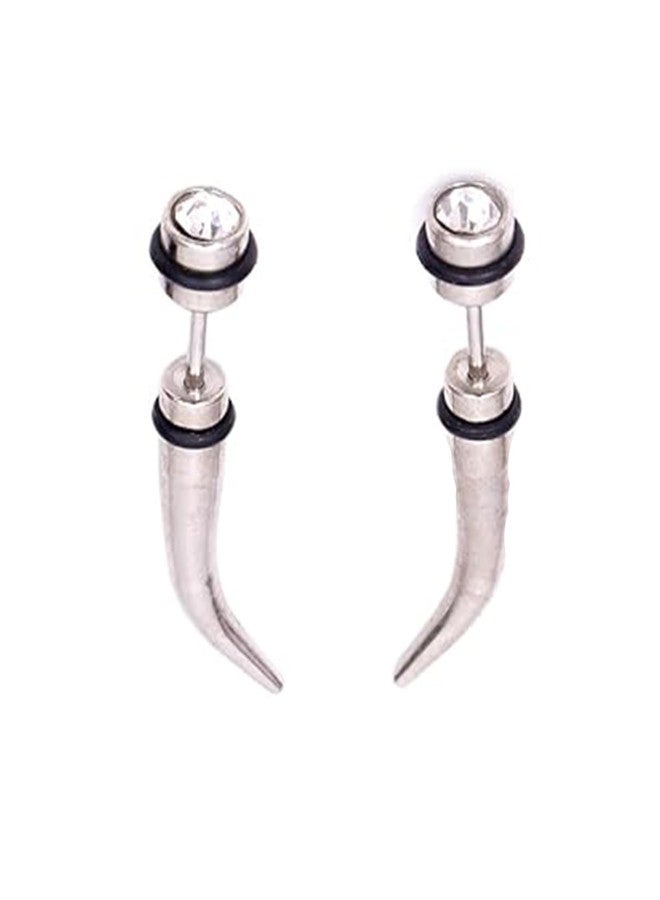 Ervio Stainless Steel Spike Stud Earrings | Punk Gothic Crystal Ear Studs | Unisex Hypoallergenic Jewelry for Men & Women | Trendy Fashion Accessories - Image 1