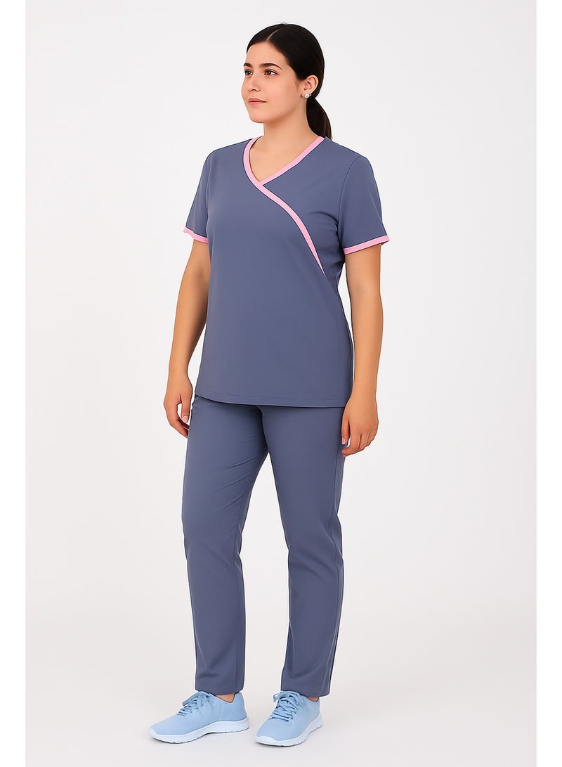 Rannah's Uniform Comfortable and Durable Grey Scrub Suit Uniform for Medical Staff, Beauticians, and Housekeepers - Image 2
