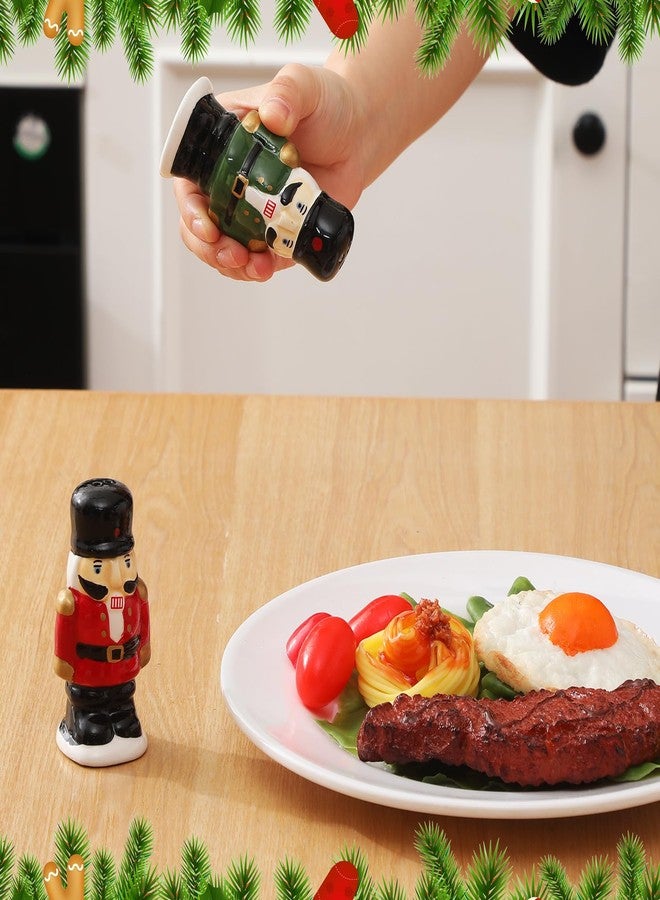 Baderke طقم هزازات ملح وفلفل على شكل جنود كسارة البندق من بادركي، باللونين الأحمر والأخضر، هدية مثالية لعيد الميلاد، ديكور منزلي لطاولة المطبخ في عيد الميلاد - Image 4