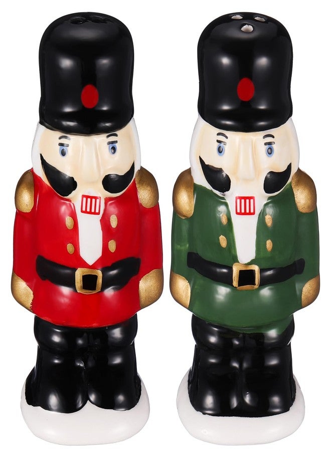 Baderke طقم هزازات ملح وفلفل على شكل جنود كسارة البندق من بادركي، باللونين الأحمر والأخضر، هدية مثالية لعيد الميلاد، ديكور منزلي لطاولة المطبخ في عيد الميلاد - Image 1