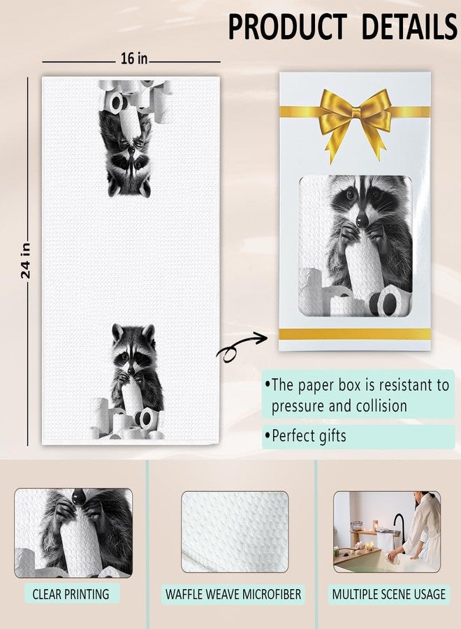 KIDEAR Funny Raccoon Hand Towel for Bathroom,1 PCS Cute Raccoon Kitchen Towels for Kids Room Decorations Dish Towels,Cute Animal, Gifts for Women, Pet Owners Housewarming - C12 - Image 2