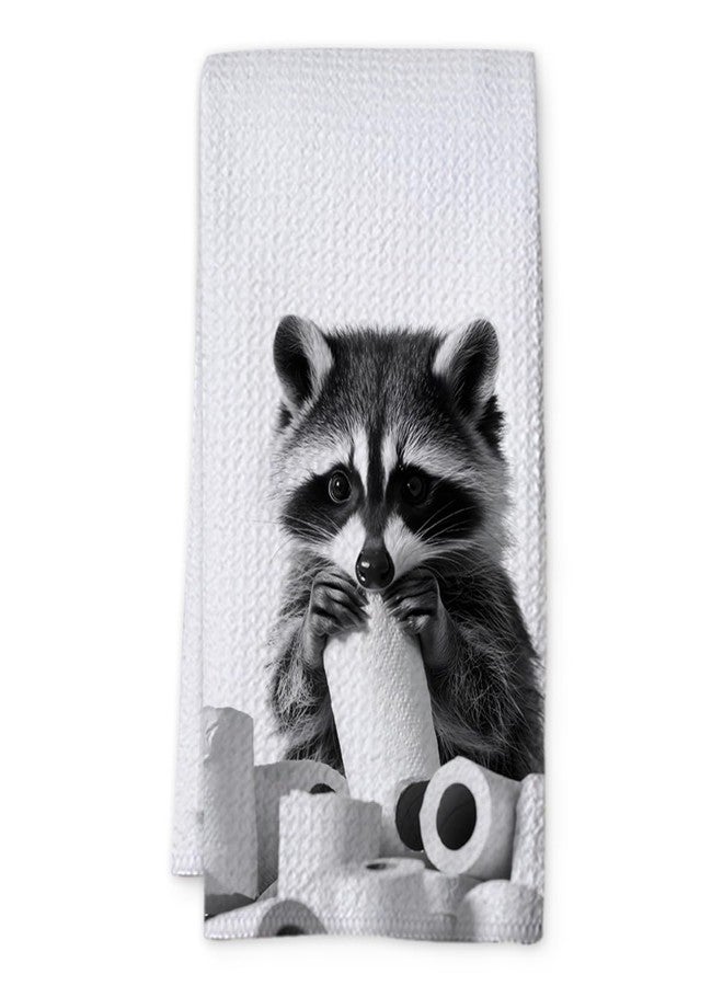 KIDEAR Funny Raccoon Hand Towel for Bathroom,1 PCS Cute Raccoon Kitchen Towels for Kids Room Decorations Dish Towels,Cute Animal, Gifts for Women, Pet Owners Housewarming - C12 - Image 1