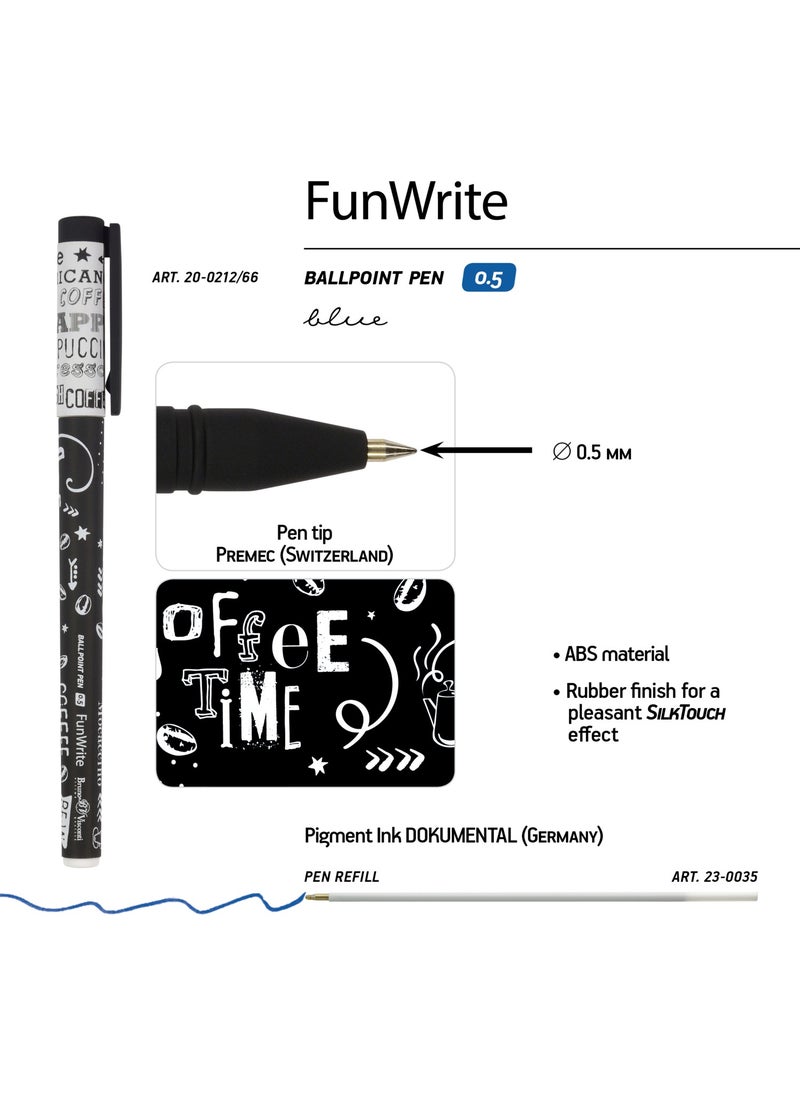 Bruno Visconti 'Funwrite' Ballpoint Pen 0.5mm Blue Coffee Time Espresso  - Image 2
