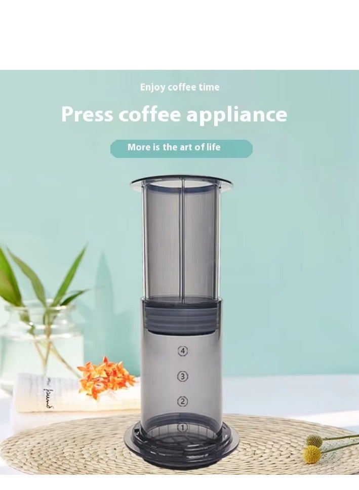 آلة قهوة محمولة مصنوعة من مادة PP، آلة إسبريسو آمنة، إبريق قهوة لجهاز AeroPress، أداة قهوة للسفر والمطبخ، مكبس فرنسي، أدوات باريستا بسعة 220 مل (رمادي) - Image 2