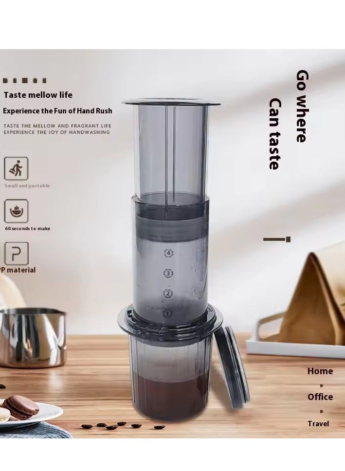 آلة قهوة محمولة مصنوعة من مادة PP، آلة إسبريسو آمنة، إبريق قهوة لجهاز AeroPress، أداة قهوة للسفر والمطبخ، مكبس فرنسي، أدوات باريستا بسعة 220 مل (رمادي) - Image 3