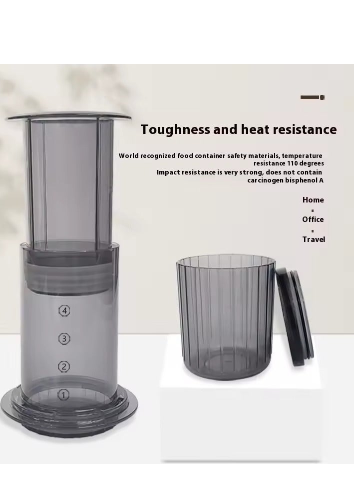 آلة قهوة محمولة مصنوعة من مادة PP، آلة إسبريسو آمنة، إبريق قهوة لجهاز AeroPress، أداة قهوة للسفر والمطبخ، مكبس فرنسي، أدوات باريستا بسعة 220 مل (رمادي) - Image 5