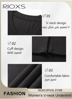 RIOXS Women's Long Sleeve Basic Shirts, Comfortable Skin-friendly Slim Fitted Underscrub, Soft Stretchy Tops, V-neck Pullover for Women, Classic Simple Undershirt with Fitted Silhouette, Versatile Essential Piece that Can Adapt to Any Situation  - Image 3