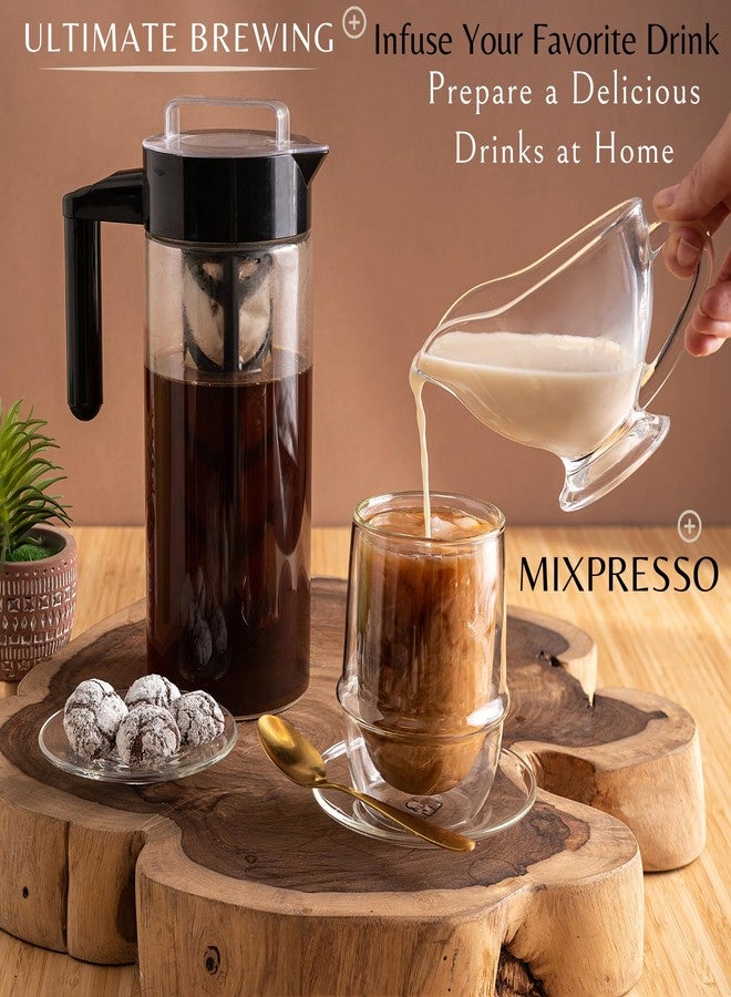 ماكينة تحضير القهوة المثلجة والشاي المثلج Mixpresso، إبريق زجاجي لتحضير القهوة المثلجة، مصفاة شاي لأوراق الشاي السائبة، ماكينة تحضير شاي مثلج كبيرة سعة 44 أونصة مع فلتر شبكي قابل لإعادة الاستخدام وسهل التنظيف. - Image 4