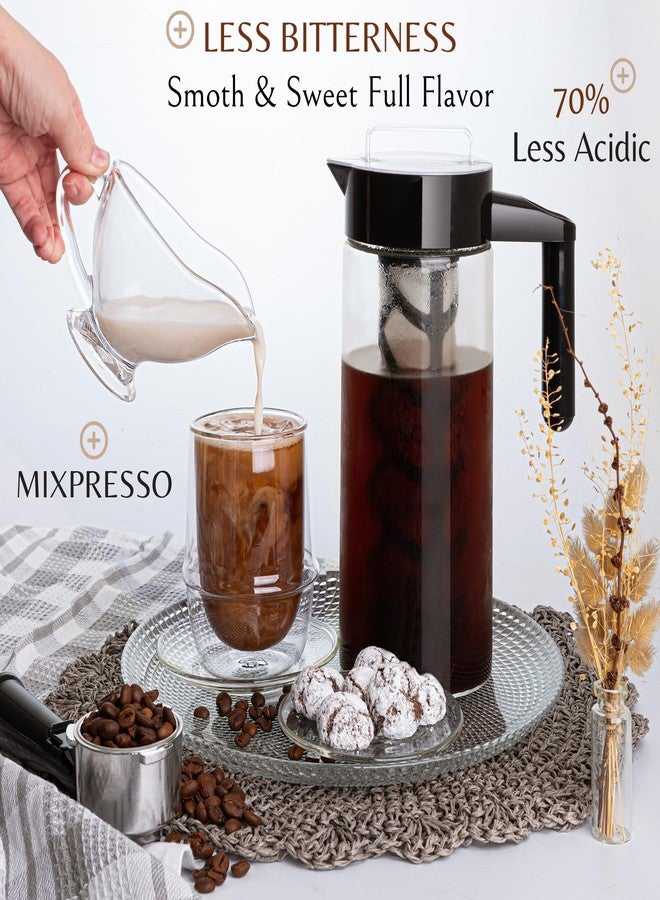 ماكينة تحضير القهوة المثلجة والشاي المثلج Mixpresso، إبريق زجاجي لتحضير القهوة المثلجة، مصفاة شاي لأوراق الشاي السائبة، ماكينة تحضير شاي مثلج كبيرة سعة 44 أونصة مع فلتر شبكي قابل لإعادة الاستخدام وسهل التنظيف. - Image 5