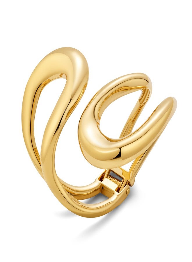 WOWORAMA Gold-Tone Chunky Cuff Bracelet for Women Heavy Layer Waterdrop Bangle Bracelets Hinged Metal Open Cuff Bracelets Statement Jewelry - Image 1