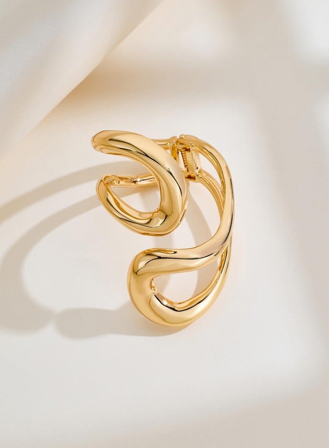 WOWORAMA Gold-Tone Chunky Cuff Bracelet for Women Heavy Layer Waterdrop Bangle Bracelets Hinged Metal Open Cuff Bracelets Statement Jewelry - Image 4