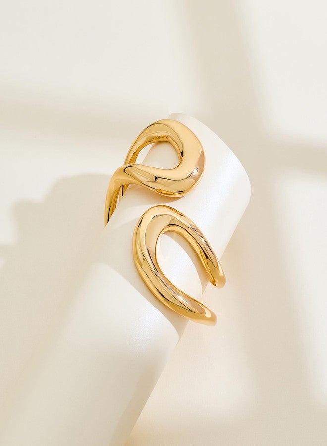 WOWORAMA Gold-Tone Chunky Cuff Bracelet for Women Heavy Layer Waterdrop Bangle Bracelets Hinged Metal Open Cuff Bracelets Statement Jewelry - Image 5