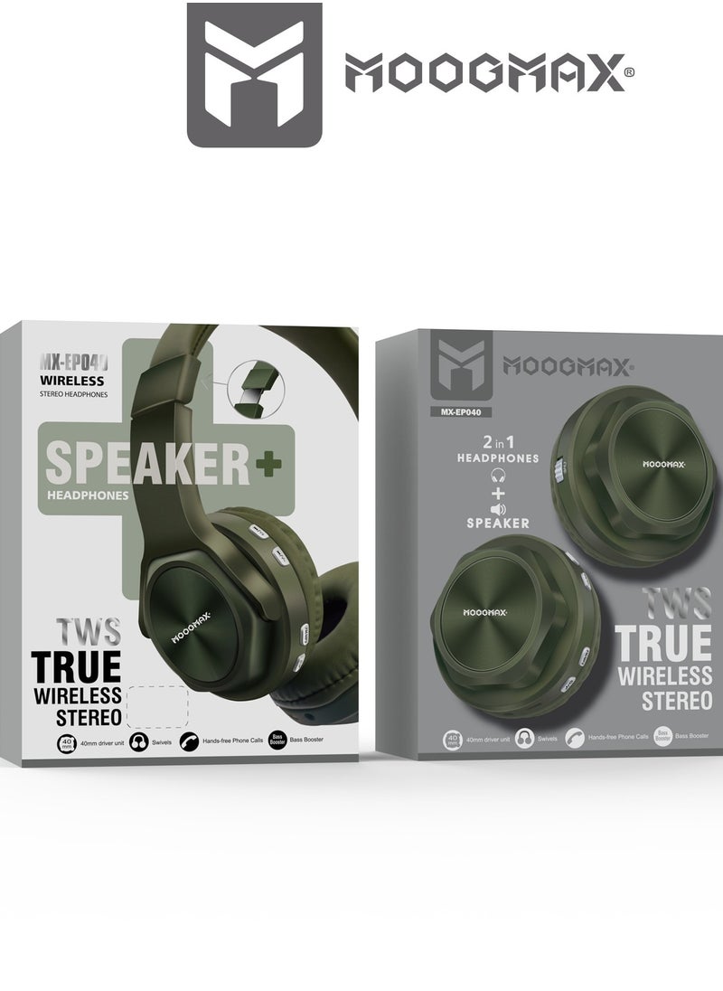 MOOGMAX - 2-In-1 Bluetooth wireless headphones and speaker able to be speaker and headphones/ Built-in microphone / with bass, stereo sound, and Hi-Res audio, control  buttons, and compatible with most devices. - Image 1