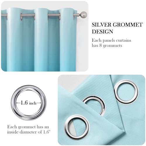 HOMEIDEAS Turquoise Ombre Blackout Curtains 52 X 84 Inch Length Gradient Room Darkening Thermal Insulated Energy Saving Grommet 2 Panels Window Drapes for Living Room, Bedroom - Image 4