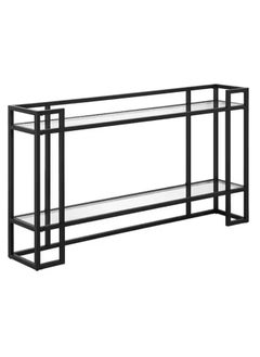 LINGWEI Console Table with Glass Storage Shelf For Living room Bedroom Balck 130x80x40cm  - Image 4