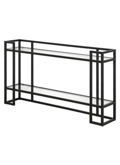 LINGWEI Console Table with Glass Storage Shelf For Living room Bedroom Balck 130x80x40cm  - Image 5
