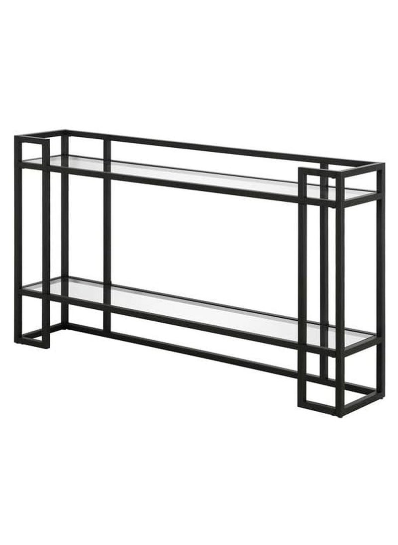 LINGWEI Console Table with Glass Storage Shelf For Living room Bedroom Balck 130x80x40cm  - Image 5