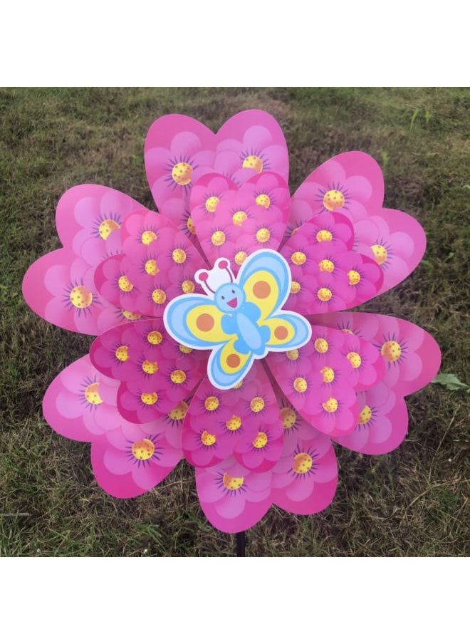 Generic - Cartoon Large Two-wheel Windmill Double-layer Cartoon Pattern Windmill Rotating Windmill Windmill Toys Wholesale-Color:Double Butterfly Windmill - Image 1