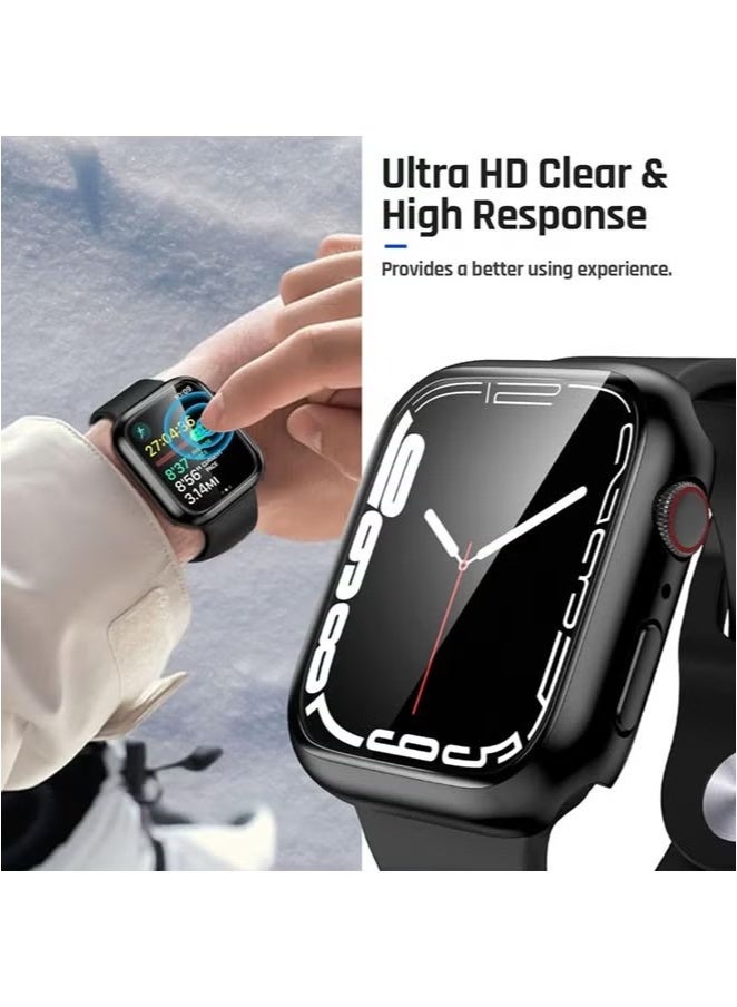 Waterproof Case for Apple Watch Screen Protector 42mm Series 10 Tempered Glass Face Cover (42mm, Black) - Image 5