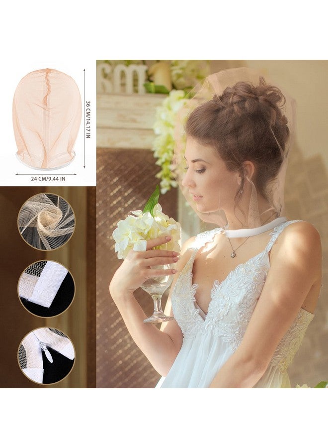 Loopeer 6 Pcs Makeup Protector Hood Washable Light Airy Nylon Chiffon Makeup Hood Zipper Closure Reusable Make up Face Cover for Women Girls Beauty Weddings (Nude)  - Image 2