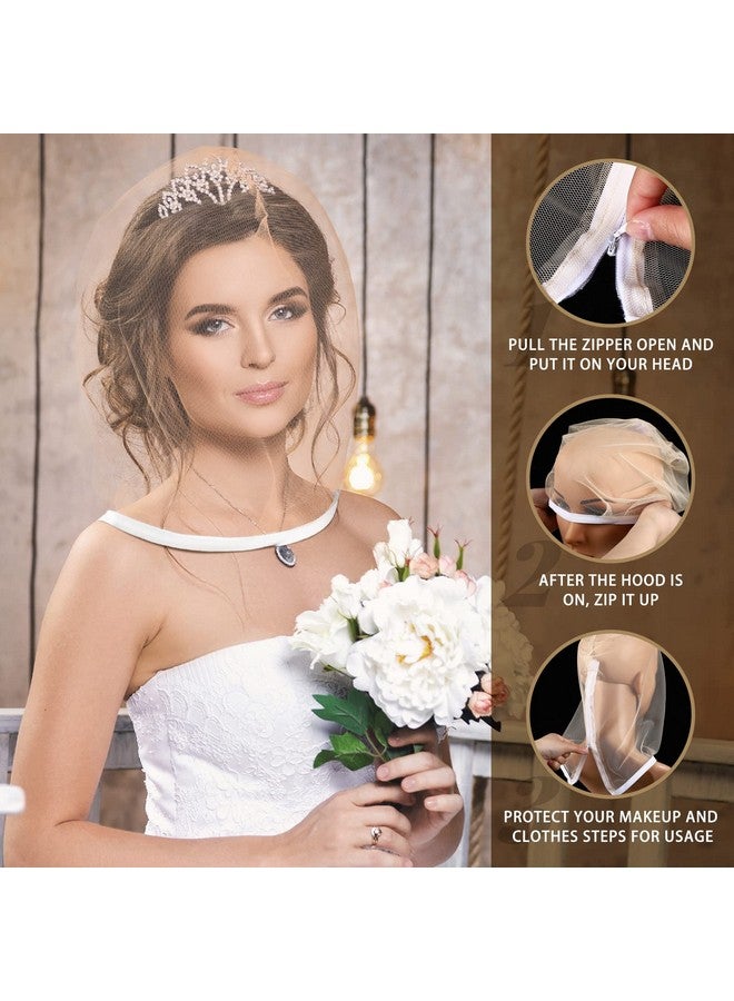 Loopeer 6 Pcs Makeup Protector Hood Washable Light Airy Nylon Chiffon Makeup Hood Zipper Closure Reusable Make up Face Cover for Women Girls Beauty Weddings (Nude)  - Image 3