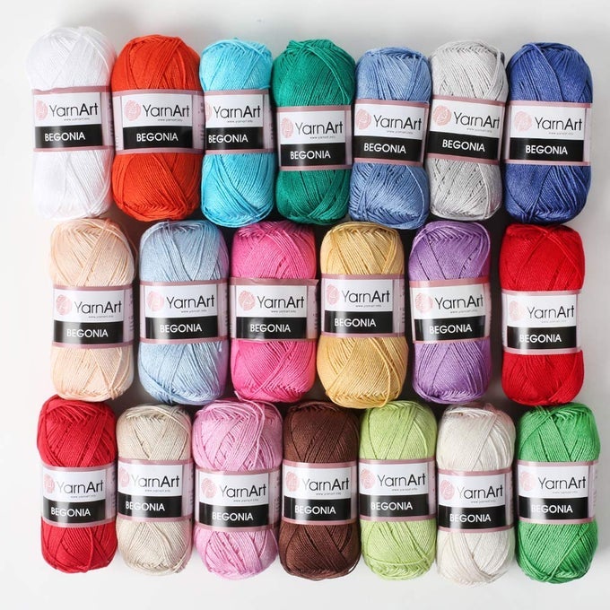 20 SKEIN BEGONIA YARN 100 MERCERIZED COTTON EACH 176 OZ 50G 185 YRDS 169M FINE SPORT 2 VERSION 2