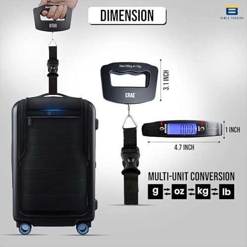 CRAE Electronic Portable Digital LED Screen Luggage Weighing Scale|Handheld Travel Weight Measuring Scale for Suitcases, Bags&Baggage,50 kg/110 Lb For Multi-Purpose Use Pack of 1 (A09) - Image 3