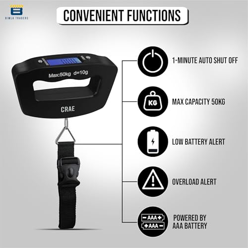 CRAE Electronic Portable Digital LED Screen Luggage Weighing Scale|Handheld Travel Weight Measuring Scale for Suitcases, Bags&Baggage,50 kg/110 Lb For Multi-Purpose Use Pack of 1 (A09) - Image 5