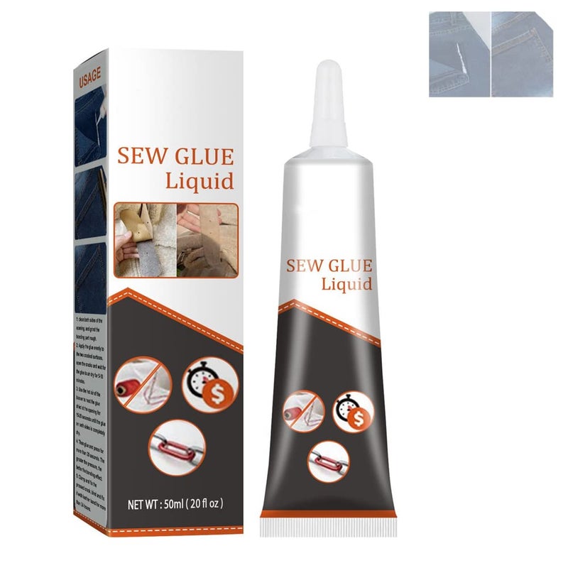 woobles 2023 New Sew Glue Liquid, Cloth Repair Sew Glue 50ml,Instant Sew Glue Bonding Liquid,Washable Quick Bonding Fix Fast Dry Sew Glue Liquid (1pcs) 1pcs - Image 1