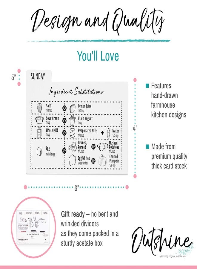 Outshine Premium White Recipe Card Dividers 4x6 with Tabs (Set of 24) | Recipe Box Dividers Made of Thick Cardstock | Includes 28 Adhesive Labels and Printed Cooking Tips | Ideal Kitchen Gift - Image 4