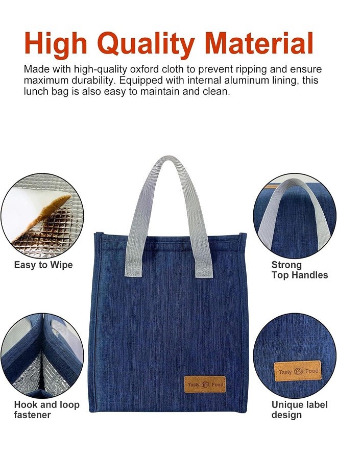 0TO1 TECH Insulated Lunch Box Bag, Waterproof Lunch Bags for Women, Man, Office, Work, School, Beach, Picnic, Fishing, Hiking, Travel, Thermal Leak-Proof Cool Bag Tote Bag with Shoulder Strap Oxford Blue 24 x 21x 13 cm Blue  - Image 2
