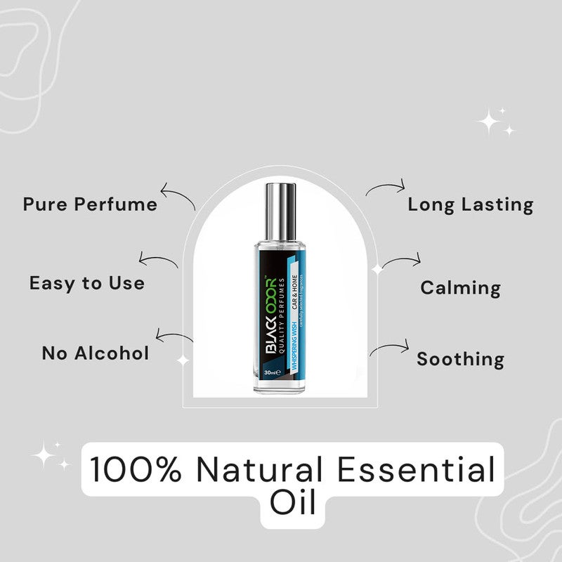 رائحة سوداء معطر جو بلاك أودور مع بطاقة معلقة BO-34 30 مل - بخاخ معطر للسيارة والمنزل برائحة المسك الأبيض، يدوم طويلاً، مصنوع من الزيوت العطرية، معطر معلق على مرآة الرؤية الخلفية (همسة أمنية) - Image 2