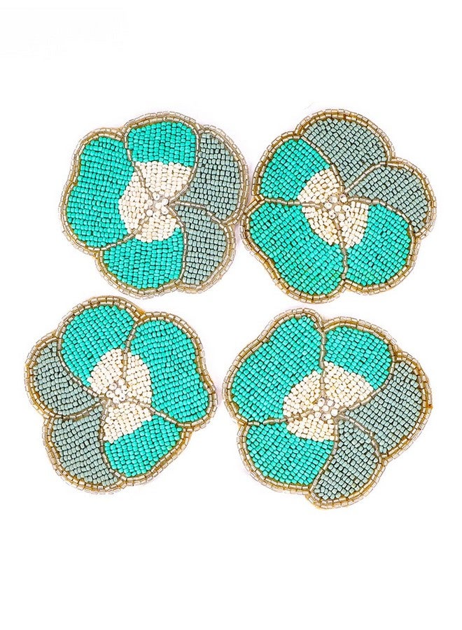 AIVIK Beaded Printed Mutlticolor Matte Finish Coasters for Cups and Dining Table | Set of 4 | Square Pattern-A03 - Image 2
