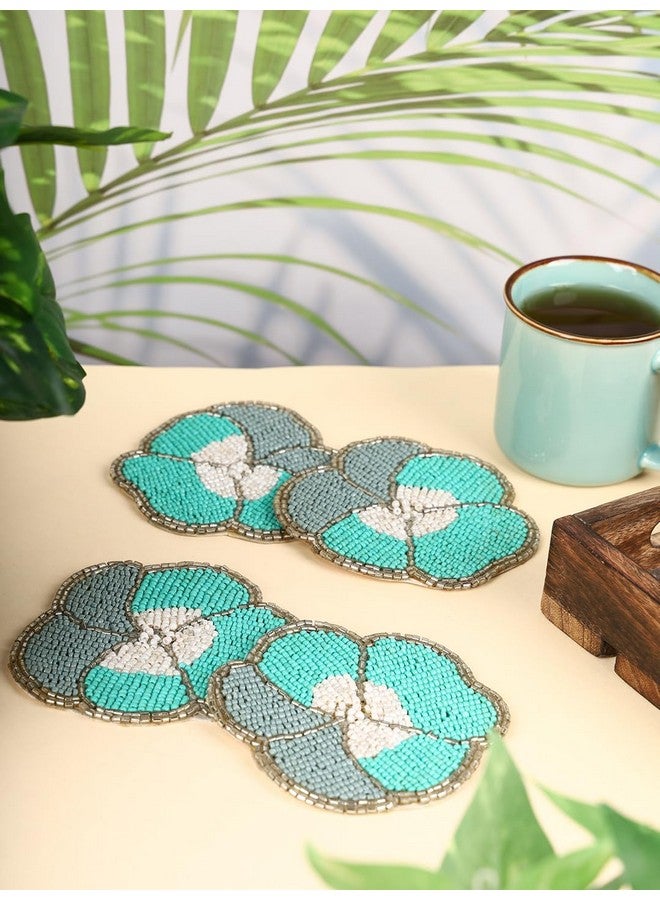 AIVIK Beaded Printed Mutlticolor Matte Finish Coasters for Cups and Dining Table | Set of 4 | Square Pattern-A03 - Image 1