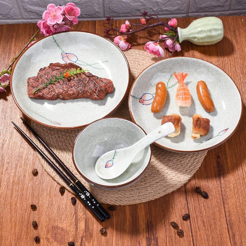 Whitenesser 4Piece Ceramic Dinnerware Set Plate Dish Bowl Spoon Japanese Handpainted Tableware set A Good Tableware - Image 4