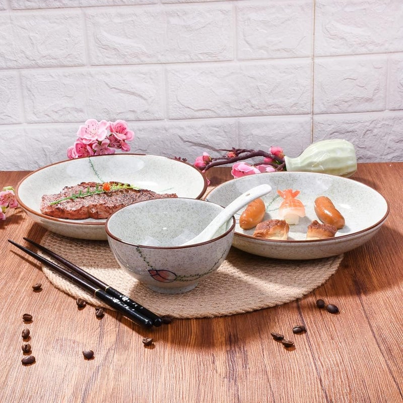 Whitenesser 4Piece Ceramic Dinnerware Set Plate Dish Bowl Spoon Japanese Handpainted Tableware set A Good Tableware - Image 3