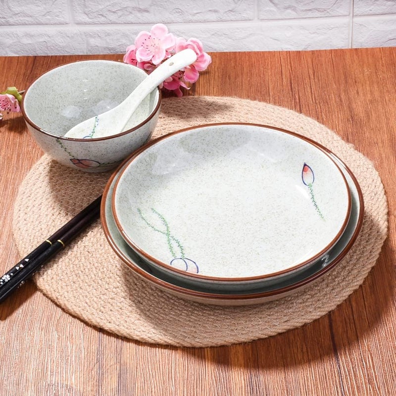 Whitenesser 4Piece Ceramic Dinnerware Set Plate Dish Bowl Spoon Japanese Handpainted Tableware set A Good Tableware - Image 5