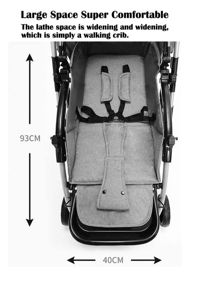 New Child Baby Carriage Pushchair Folding Simple Baby Pram Stroller Big wheel Grey Color - Image 5