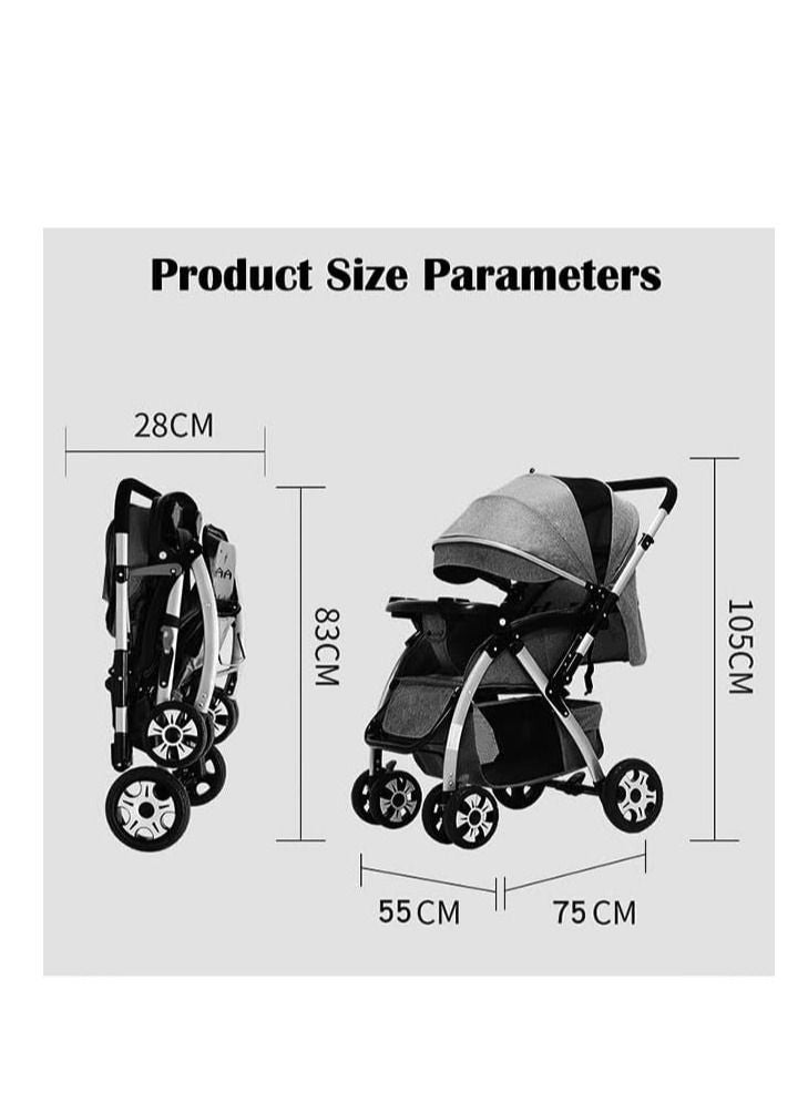 New Child Baby Carriage Pushchair Folding Simple Baby Pram Stroller Big wheel Grey Color - Image 4