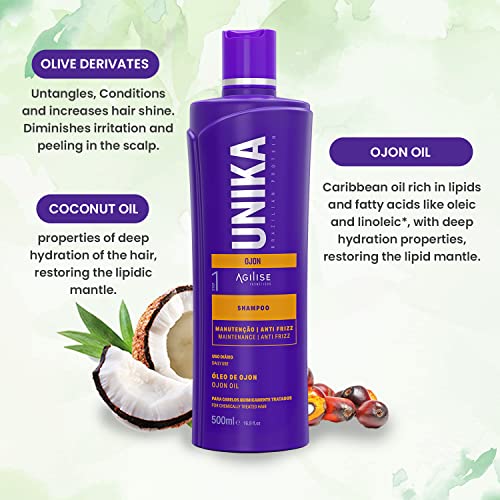 agilise Unika Batana Oil Sulfate-Free Shampoo for Keratin Treated & Chemically Treated Hair - Olive, Coconut & Ojon (Batana) Oil, Paraben-Free, Color-Safe Smoothing & Repair, pH Balanced 4.0-5.0 - Image 4
