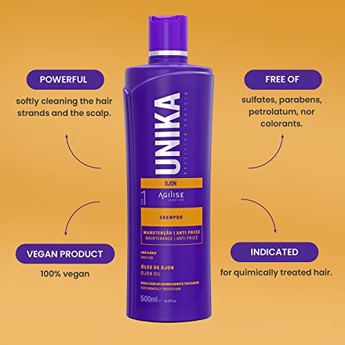 agilise Unika Batana Oil Sulfate-Free Shampoo for Keratin Treated & Chemically Treated Hair - Olive, Coconut & Ojon (Batana) Oil, Paraben-Free, Color-Safe Smoothing & Repair, pH Balanced 4.0-5.0 - Image 5