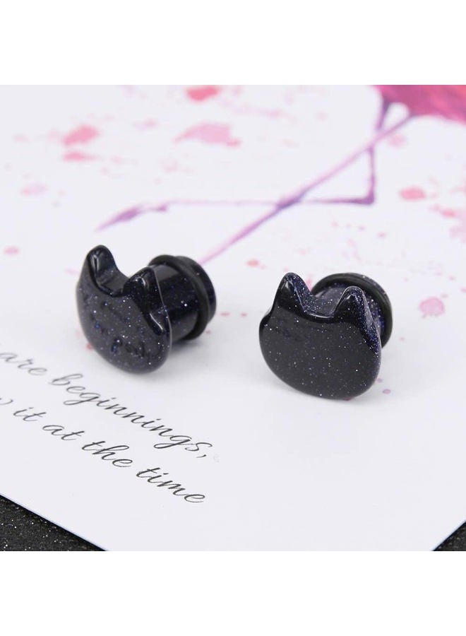 Pierced Art Trends Cute Cat Natural Organic Stone Ear Plug Single Flare Ear Tunnel Gauge Stretcher Ear Expander Piercing 2g-5/8, Stone - Image 3