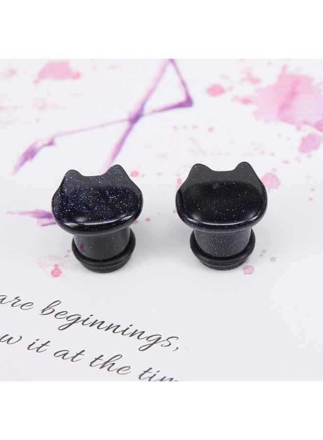 Pierced Art Trends Cute Cat Natural Organic Stone Ear Plug Single Flare Ear Tunnel Gauge Stretcher Ear Expander Piercing 2g-5/8, Stone - Image 2