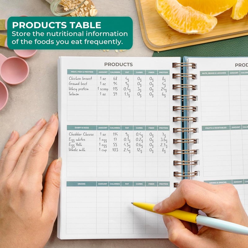 Clever Fox Food Journal Spiral - Daily Food Diary, Meal Prep Planner to Track Calories & Nutrients, Weight Loss Tracker Notebook (Aquamarine) - Image 5