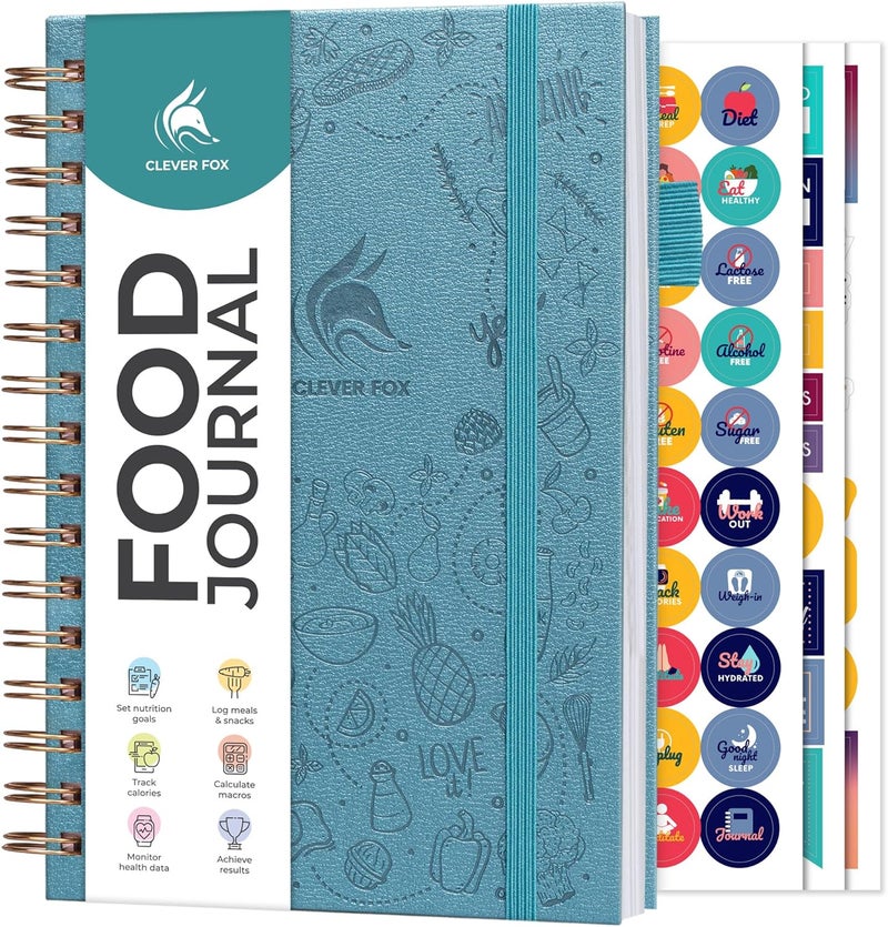 Clever Fox Food Journal Spiral - Daily Food Diary, Meal Prep Planner to Track Calories & Nutrients, Weight Loss Tracker Notebook (Aquamarine) - Image 1