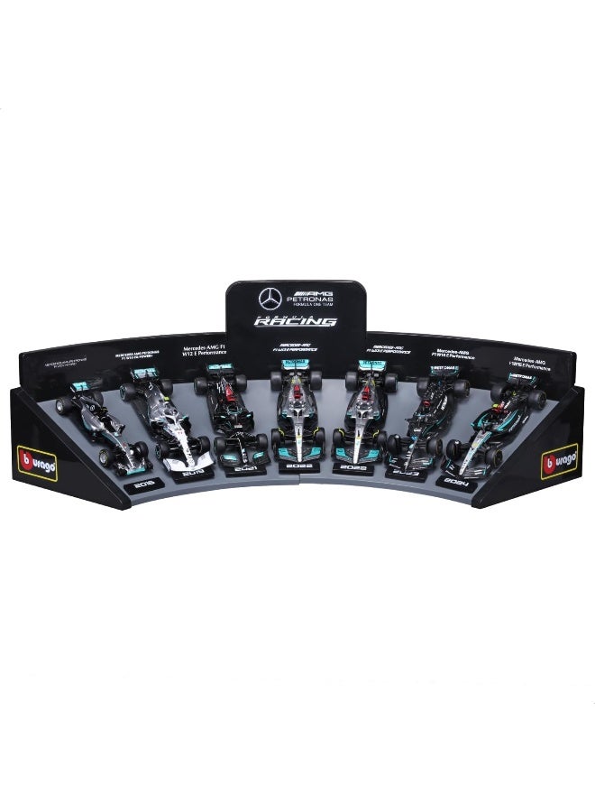 Bburago 1:43 Formula 7-Pk. (without helmet, with plastic demo stand) - Mercedes (DELUXE VERSION) - Image 1