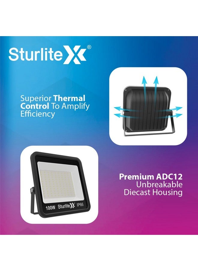 Sturlite Toddo 100 W LED Flood Light| Cool White 6500K Color Temperature LED Lamp| IP66 Waterproof Surge Protection Focus Light for Factory, Garage, Parking, Garden, Playground & Shop - (Pack of 1) - Image 3